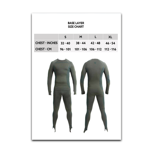 Military Base Layer size guide